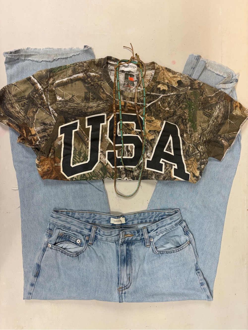 Russ Outdoor Realtree Camo Tee — Green Brown Orange